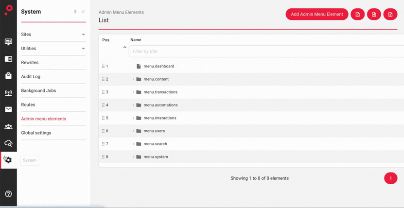 How to create custome menu elements in Core dna