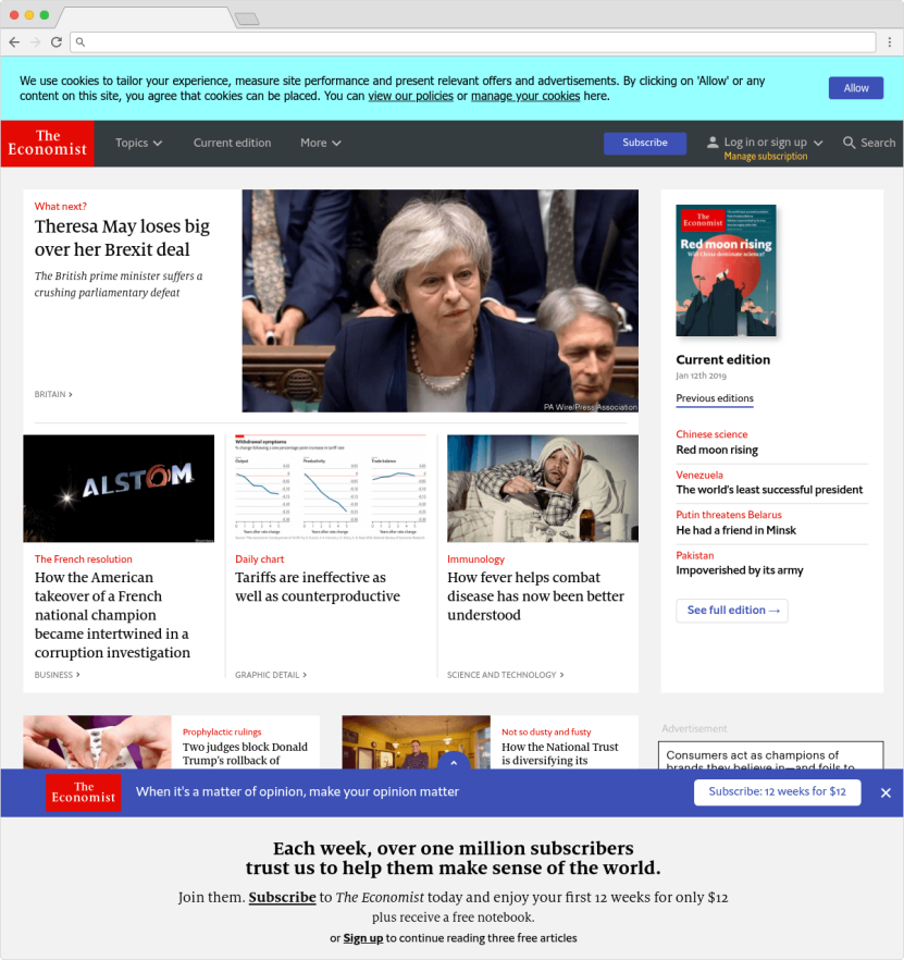 Headless CMS example: The Economist