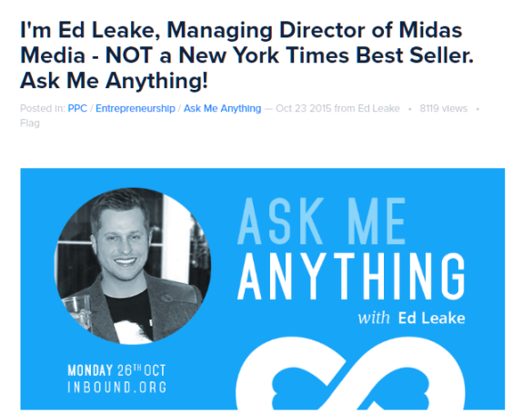 Ask Me Anything event banner with a person and date details.