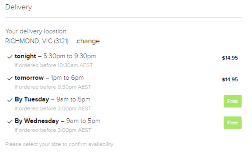 Image. 3. Show expected delivery times