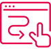 Red hand pointer with arrow symbol on a web page